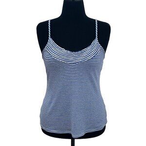 Vintage Mimi Chica Tank Top | Smocked V-Neck | Blue & Gray Stripes | Cami Style